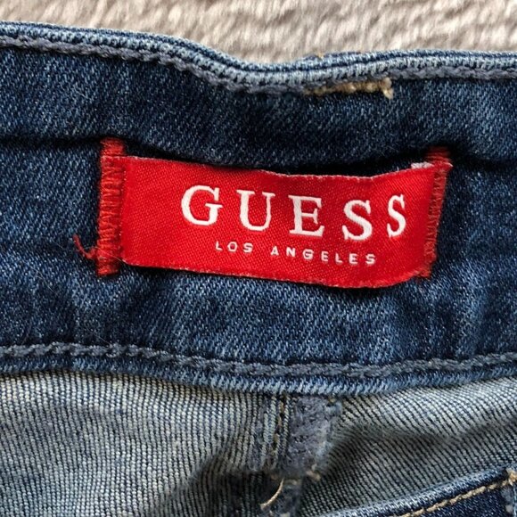 Guess Womens Jeans Size 29 Ankle Mid Rise Skinny Sarah Fit Blue Denim Distressed - Picture 3 of 16